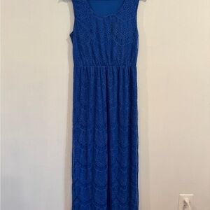 Vintage Rhyme Los Angeles Elegant Blue Lace maxi Dress